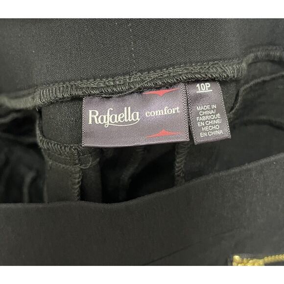 Rafaella | Black Pull On Ankle Pants Comfort 10P Straight Gold Zipper Pockets - Picture 5 of 6